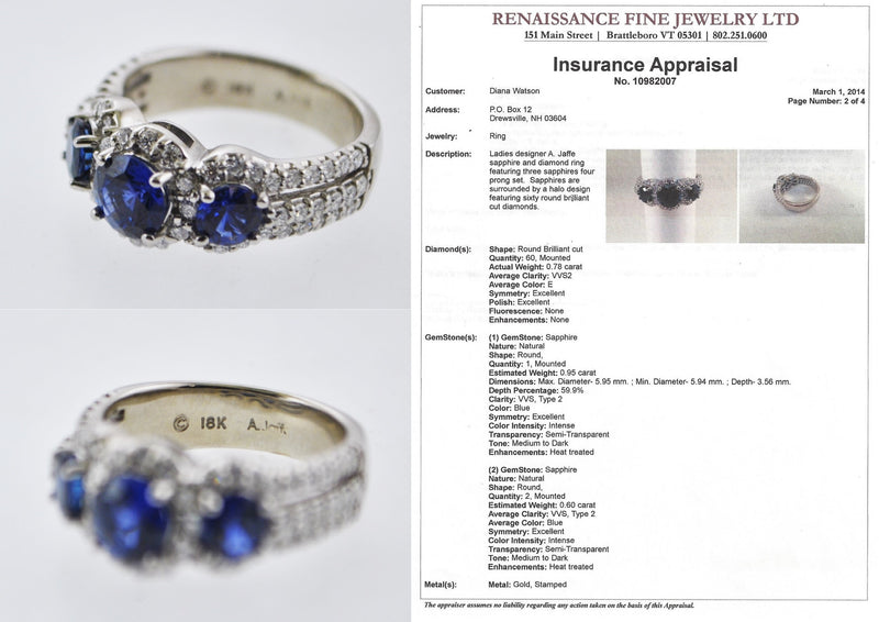Designer Cocktail Sapphire and Diamond Ring in 18 Karat White Gold - $15K VALUE APR 57