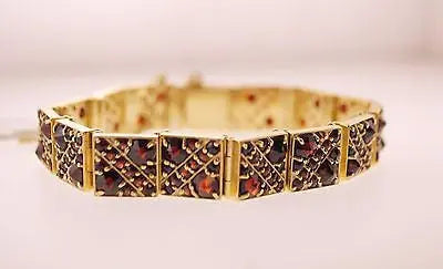 Designer Solid 14K Gold Bracelet with 180 Garnet Stones - $20K VALUE APR 57