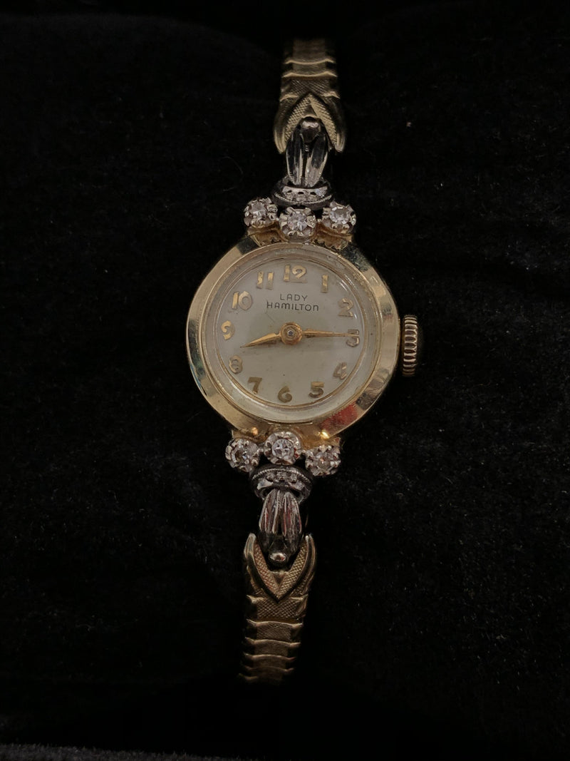 LADY HAMILTON 14K Gold Ladies Wristwatch w/ 6 Diamonds - $8K APR Value w/ CoA! APR 57