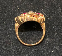 1920's Art Deco Solid Rose Gold Diamond & Ruby Ring - $13K Appraisal Value w/CoA} APR57