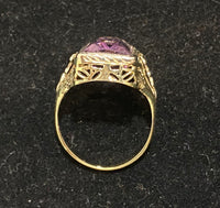 Victorian-era Antique Solid White/Yellow Gold Amethyst & Diamond Ring - $8K Appraisal Value w/CoA} APR57