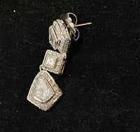 Incredible Designer 18K White Gold Shield-Diamond Drop Earrings - $70K Appraisal Value w/CoA} APR57
