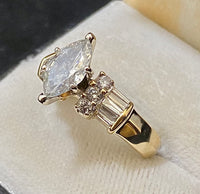 Beautiful Unique Solid Yellow Gold Marquise with Accent Diamond Ring - $35K Appraisal Value w/CoA} APR57