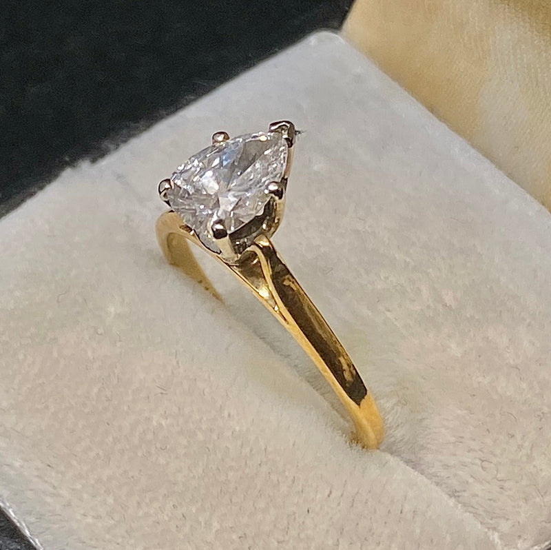 Unique Designer Solid Yellow Gold with Pear Diamond Solitaire Ring - $20K Appraisal Value w/CoA} APR57