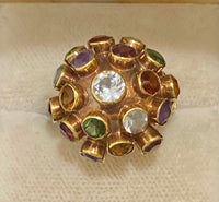 Art Deco Antique Solid Yellow Gold Multi-Colored Stone Ring - $10K Appraisal Value w/CoA} APR57