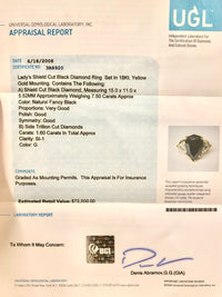 Incredible 18K Yellow Gold Black Diamond & Trillion-Diamond Ring - $150K Appraisal Value w/CoA} APR57