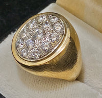 Unique Designer Solid Yellow Gold 13-CZ-Stone Flat-top Ring - $3K Appraisal Value w/CoA} APR57