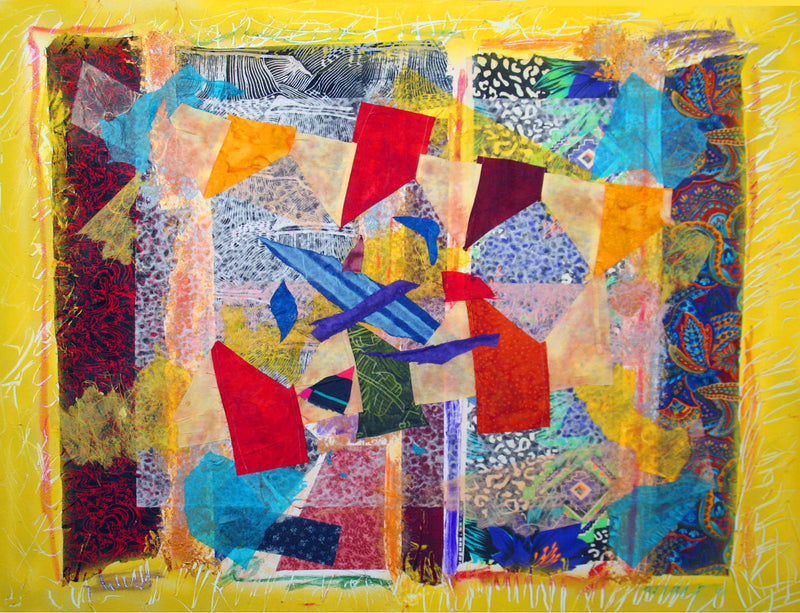 WAYNE ENSRUD "In A Persian Garden" Acrylic, Fiber Paper, and Fabric on Canvas, 2009 APR 57