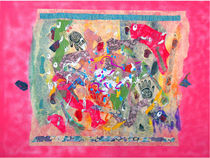 WAYNE ENSRUD "Macchu Picchu" Acrylic, Fiber Paper, and Fabric on Canvas, 2009 APR 57