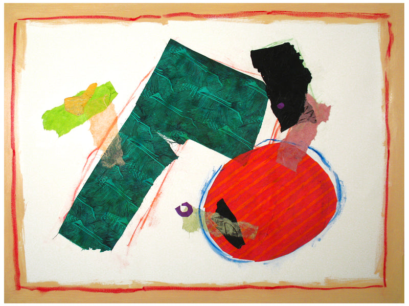 WAYNE ENSRUD "Opus IV" Acrylic, Crayon, Fabric, and Fiber Paper on Canvas, 2008 APR 57