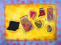 WAYNE ENSRUD "Stepping Stone" Acrylic, Fabric, and Paper on Canvas, 2009 APR 57
