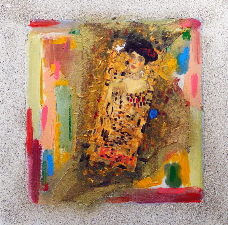 WAYNE ENSRUD "Adele H" Acrylic, Sand Paint, Photo, and Fabric on Canvas, 2008 APR 57