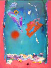 WAYNE ENSRUD "Orange Colored Sky" Acrylic and Fiber Paper on Canvas, 2010 APR 57