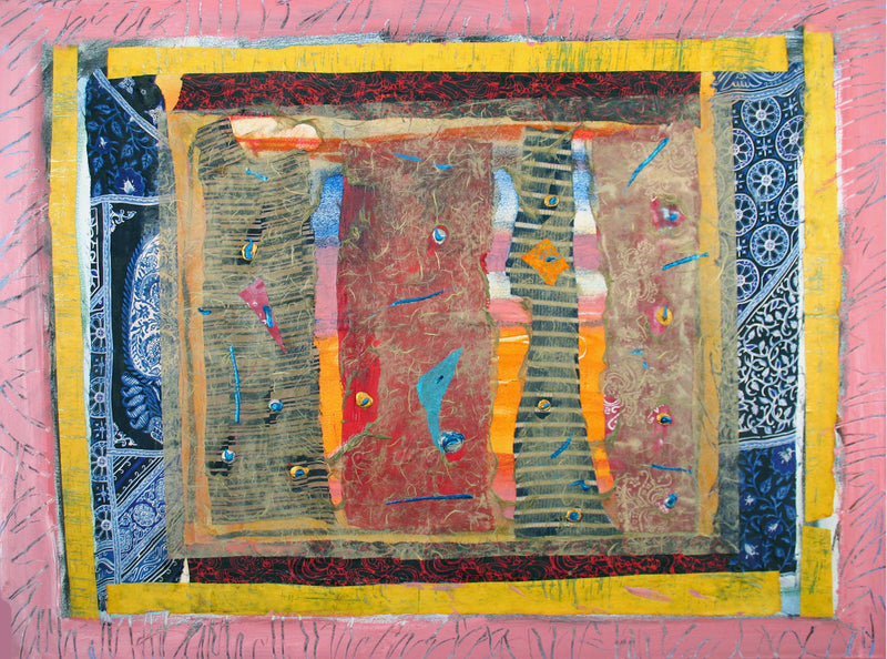 WAYNE ENSRUD "Breaking Through" Acrylic, Fabric, and Fiber Paper on Canvas, 2009 APR 57