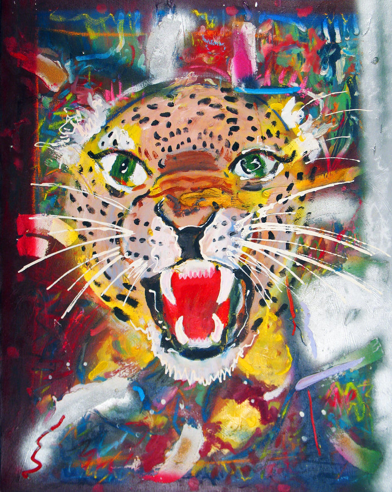 WAYNE ENSRUD "Leopard Head" Acrylic on Canvas, 1997 APR 57