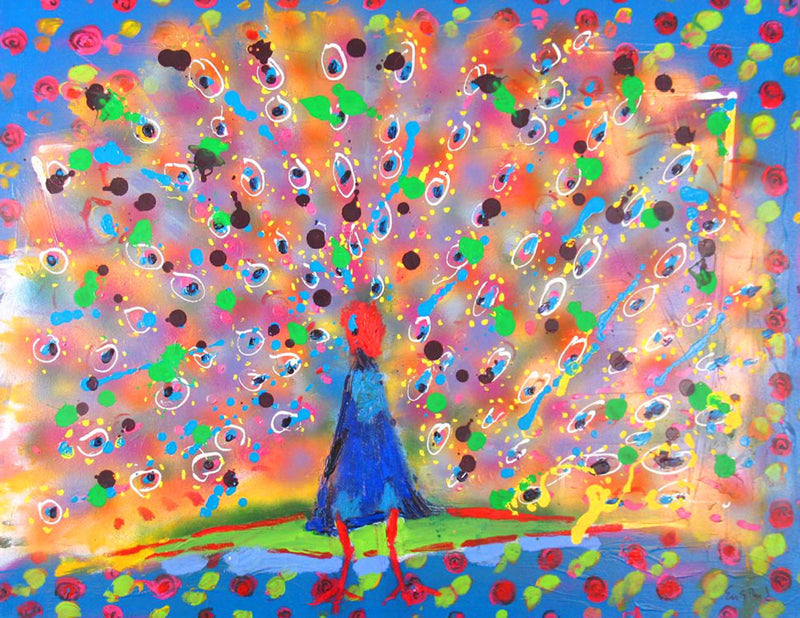 WAYNE ENSRUD "Peacock Display" Acrylic on Canvas, 1997 APR 57