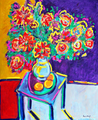 WAYNE ENSRUD "Jubilant Floral Bouquet" Acrylic on Canvas, 1990 APR 57