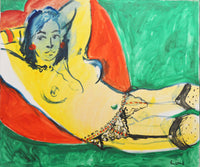 WAYNE ENSRUD "Figure With Lace Garter" Acrylic on Canvas, C. 1987 APR 57