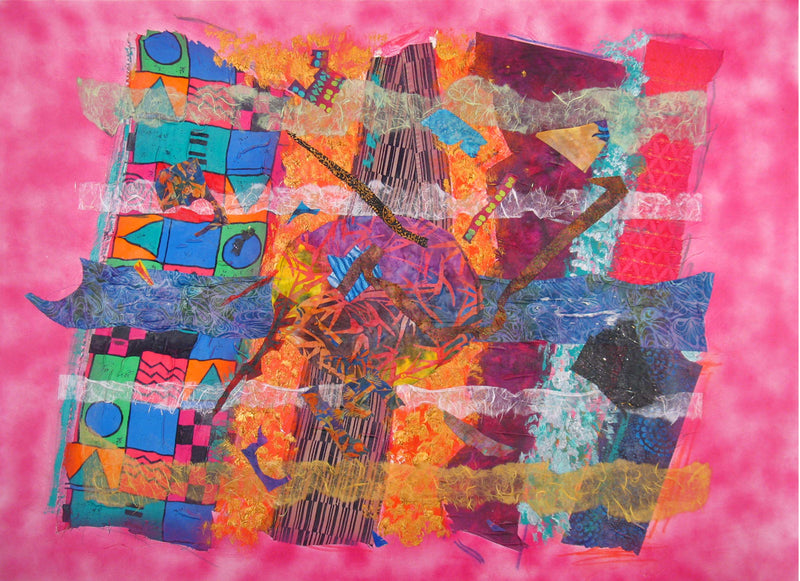 WAYNE ENSRUD "Haunted Heart" Acrylic, Fabric, and Fiber Paper on Canvas, 2009 APR 57