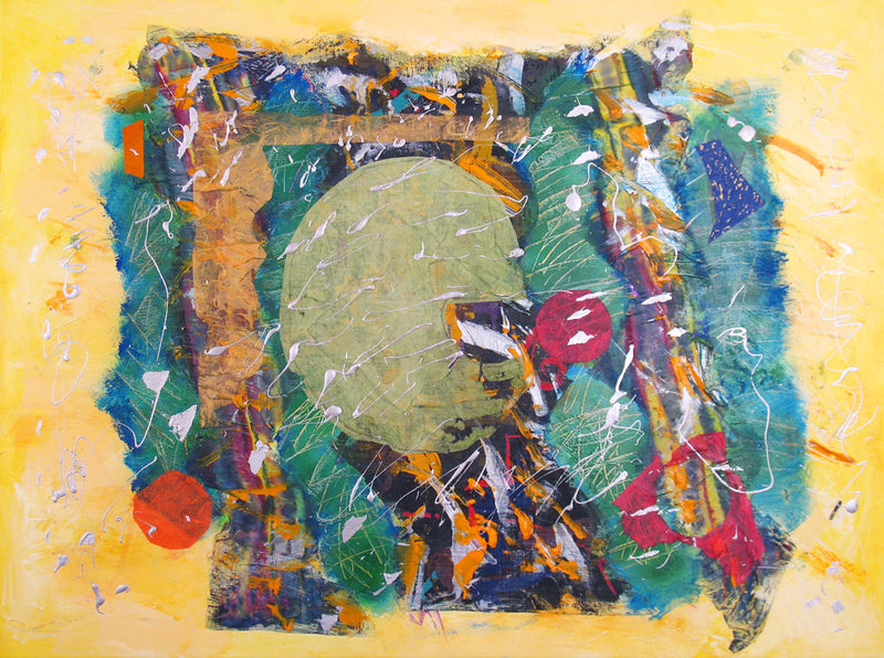 WAYNE ENSRUD "Meet The Frog" Acrylic, Fabric, and Fiber Paper on Canvas, 2008 APR 57