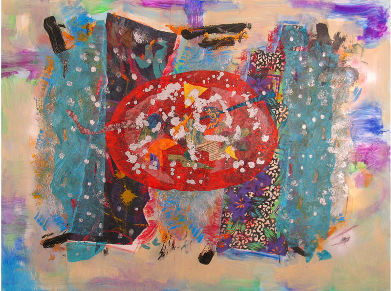 WAYNE ENSRUD "Trinidad" Acrylic, Paper, and Fabric on Canvas, 2008 APR 57