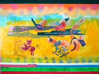 WAYNE ENSRUD "The Keys" Acrylic, Fabric, and Fiber Paper on Canvas, 2009 APR 57