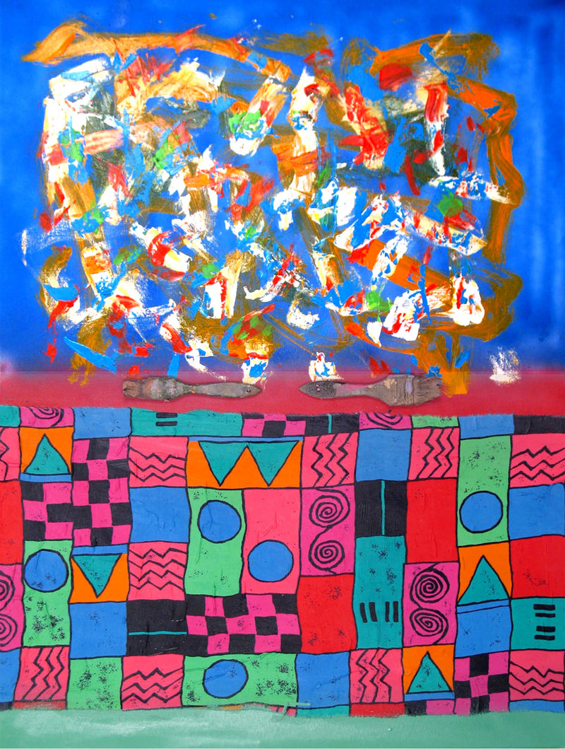 WAYNE ENSRUD "Whirl A Way" Acrylic and Fabric on Canvas, 2009 APR 57