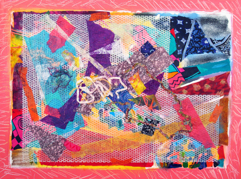 WAYNE ENSRUD "TXIKITO" Acrylic, Fiber Paper, Fabric, and String on Canvas, 2009 APR 57
