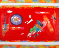 WAYNE ENSRUD "Trajectory Red" Acrylic and Fiber Paper on Canvas, 2010 APR 57