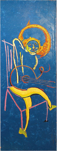 Rodolfo Cué, 'El Músico (The Musician),' Oil on recycled door, 2011 - Appraisal Value: $17K APR 57