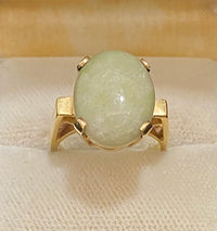 1930's Antique Design Solid Yellow Gold with 5 carats Jade Ring $8K Appraisal Value w/CoA} APR57