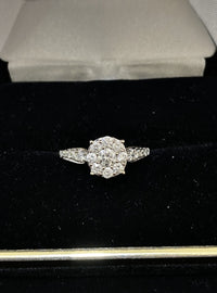 Chopard-style Solid White Gold 15-Diamond Cluster Engagement Ring - $15K Appraisal Value w/ CoA! APR 57
