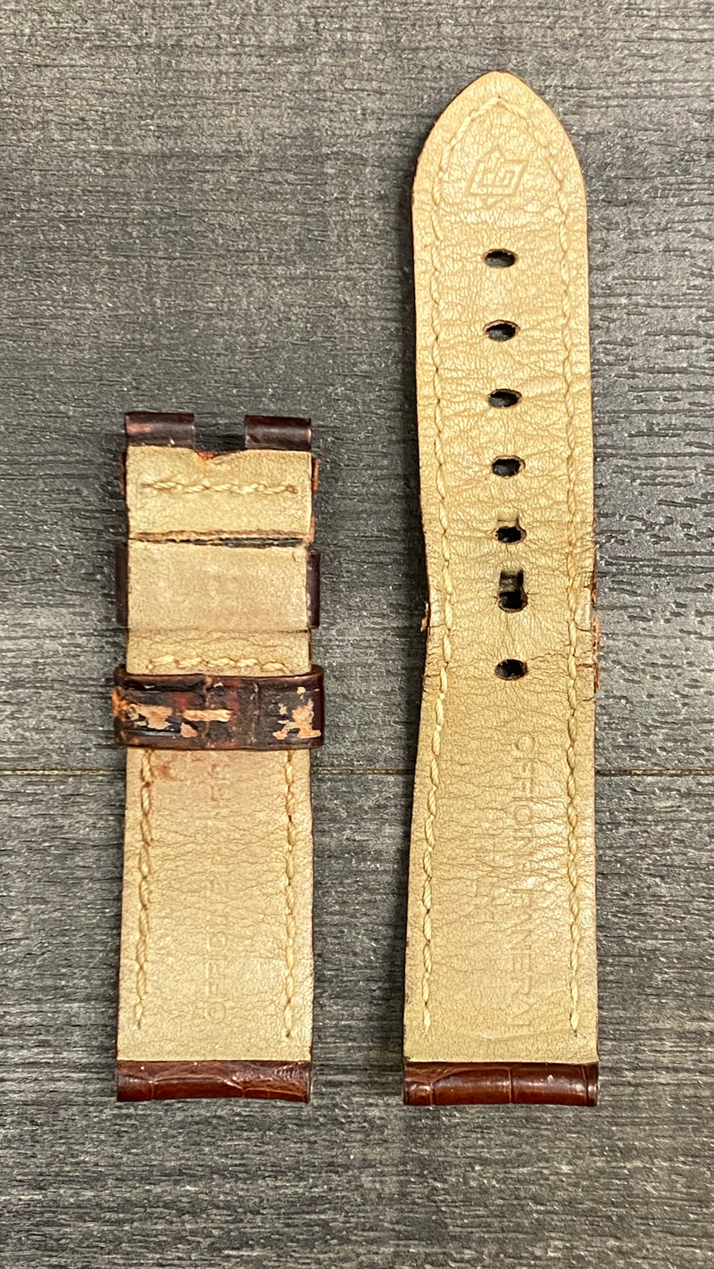 PANERAI Brown Padded Crocodile Leather Watch Strap w/ Accent Stitching- $650 APR VALUE w/ CoA! ✓ APR 57