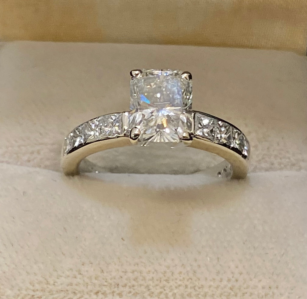Unique Designer Solid White Gold 4+Ct. Diamond Engagement Ring