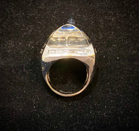 BACCARAT 18K White Gold with Sugarloaf Crystal & 24 Diamonds Ring - $40K Appraisal Value w/CoA} APR57