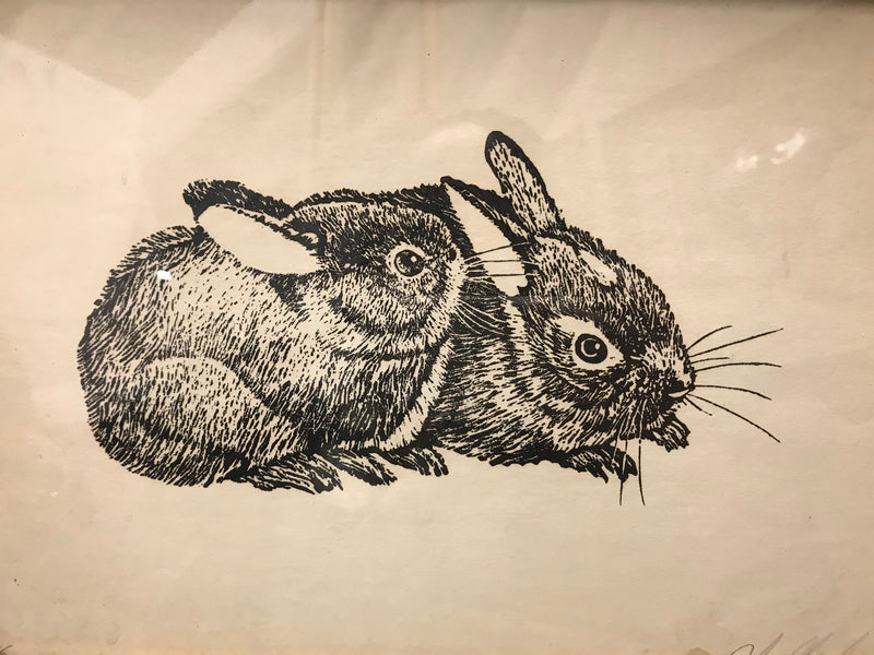 John Chambers, 'Rabbits,' Original Woodcut Print on Paper, Limited Edition #12, c. 1917 - Appraisal Value: $3K* APR 57