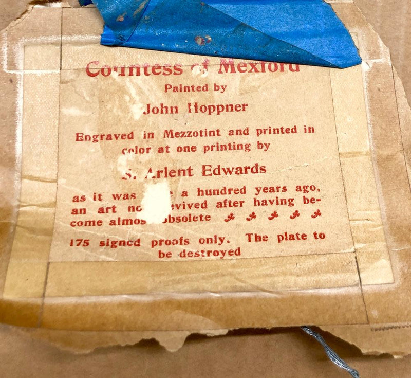 S. Arlent Edwards, 'The Countess of Mexford,' Rare Mezzotint Print, 1905 - Appraisal Value: $6K* APR 57