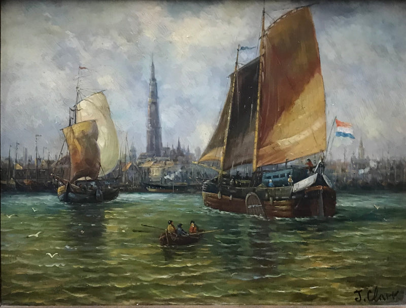 James Clark, 'Dutch Harbor,' Oil on Panel, c. 1840s - Appraisal Value: $20K* APR 57