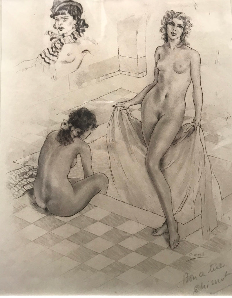 Édouard Chimot, "Women in the Bath House", Original Drypoint with Aquatint, 1920  - Appraisal Value: $2K * APR 57