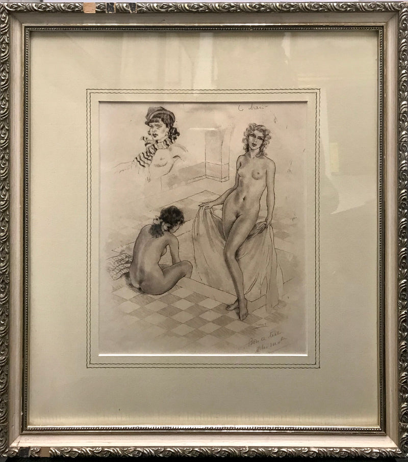 Édouard Chimot, "Women in the Bath House", Original Drypoint with Aquatint, 1920  - Appraisal Value: $2K * APR 57