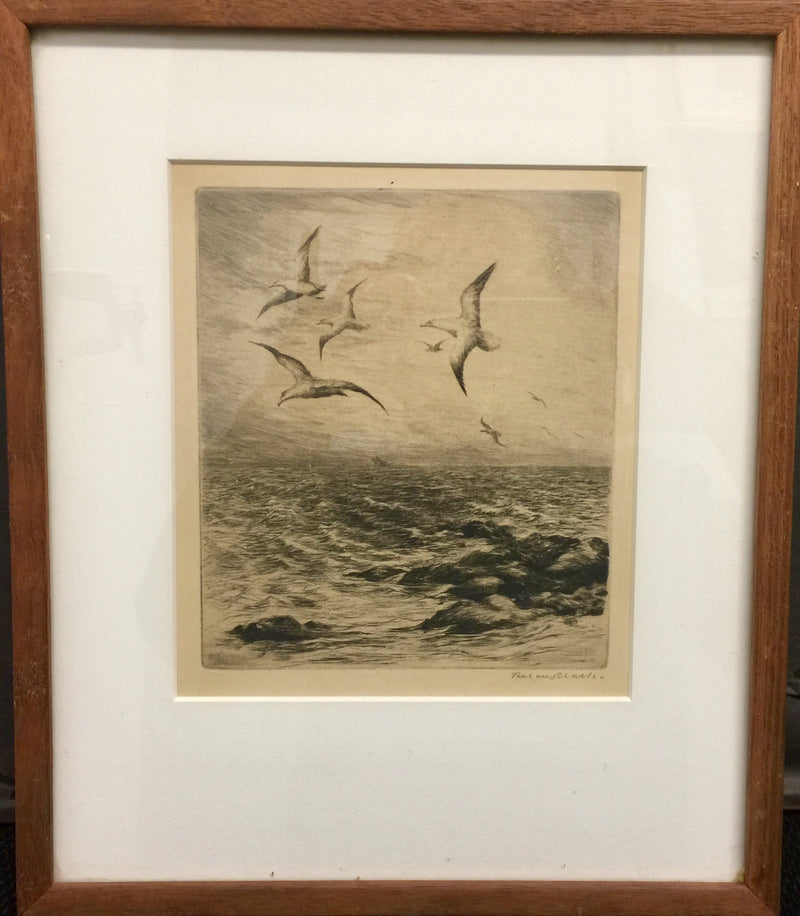 Roland Clark, 'Seagulls Above The Sea,' Etching, c.1930 - Appraisal Value: $10K* APR 57