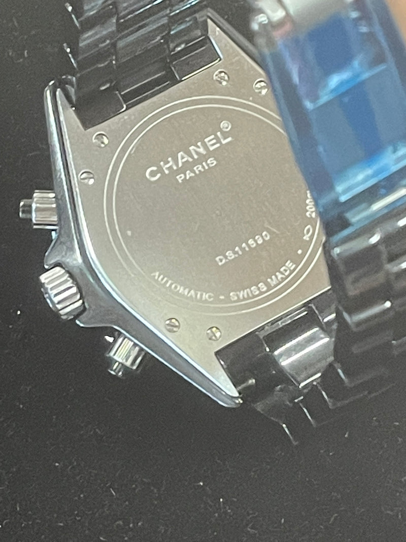CHANEL J12 BLACK CERAMIC DIAMOND AUTOMATIC CHRONOGRAPH APPROX 45MM CERAMIC BRACELET - $22K APPRAISAL VALUE! APR 57