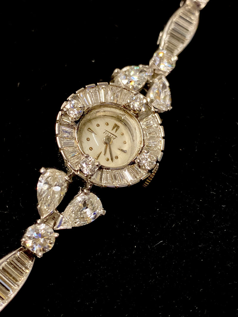 TISSOT Platinum Wristwatch w/ 91 Diamonds Vintage Circa 1920's!  - $65K Appraisal Value!  ✓ APR 57