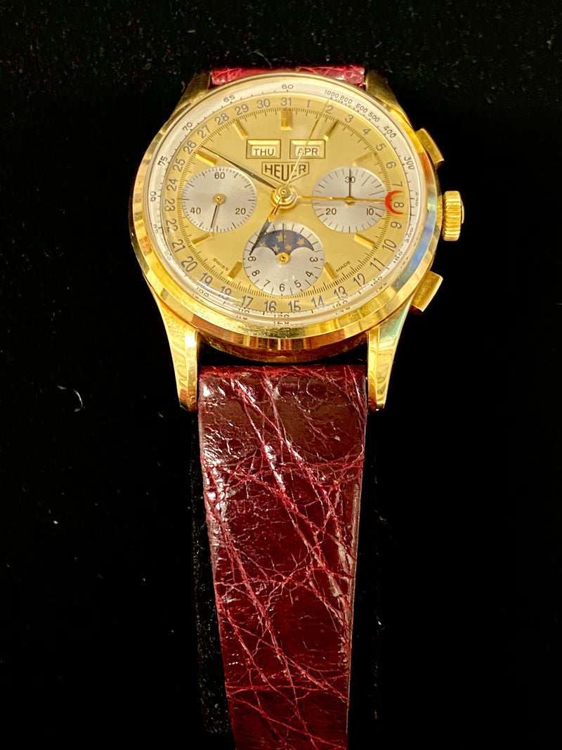 TAG HEUER Limited Edition Golden Hours 18K Yellow Gold Triple Calendar Watch - $20K Appraisal Value! ✓ APR 57