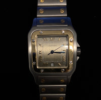 CARTIER Santos Rare Two-Tone 18K Yellow Gold & Stainless Steel Wristwatch - $15K Appraisal Value! ✓ APR 57