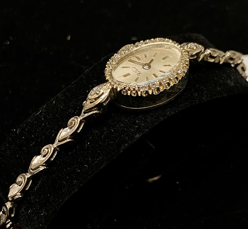 KELBERT Vintage 1940's 14K White Gold Wristwatch w/ 12 Diamonds! - $8K Appraisal Value! ✓ APR 57
