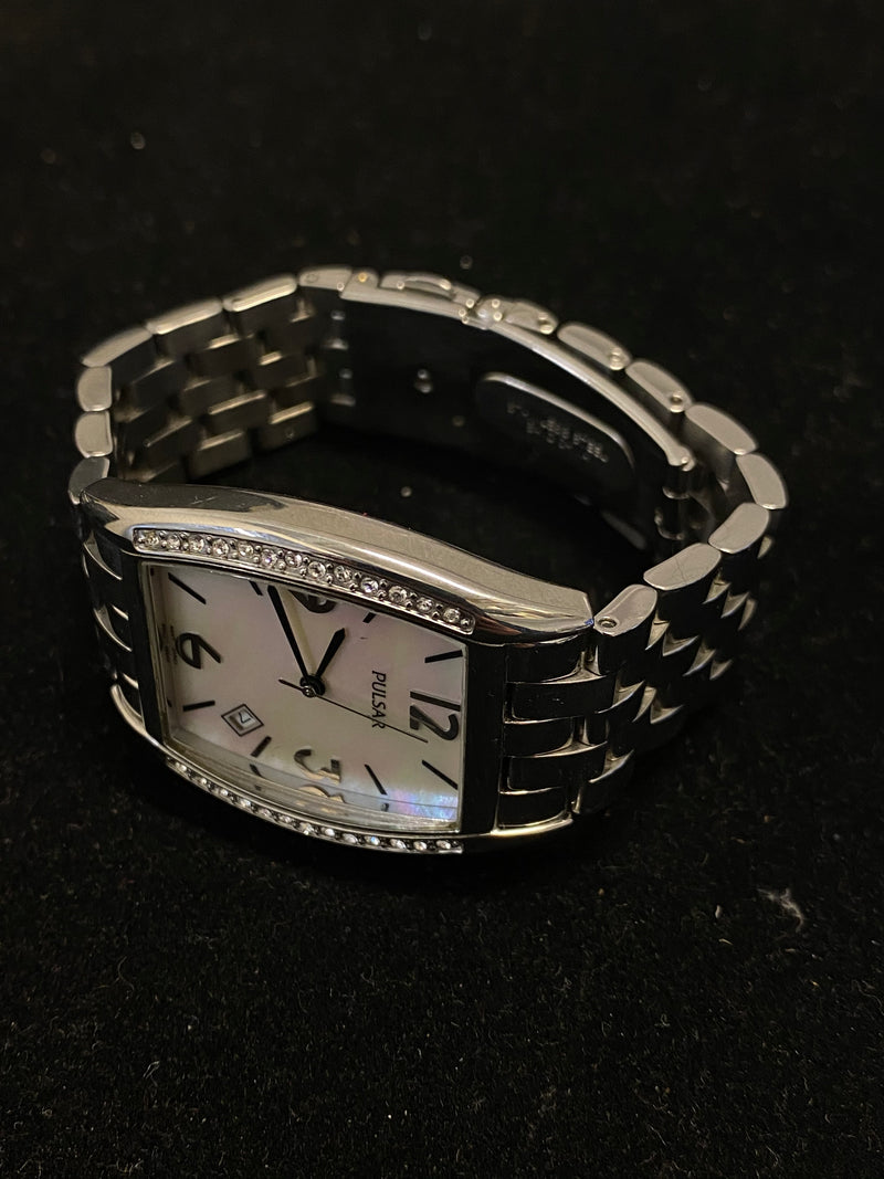 PULSAR Incredible Ladies Stainless Steel Watch w/ Pearl Dial & 26 Diamonds! - $2K Appraisal Value! ✓ APR 57