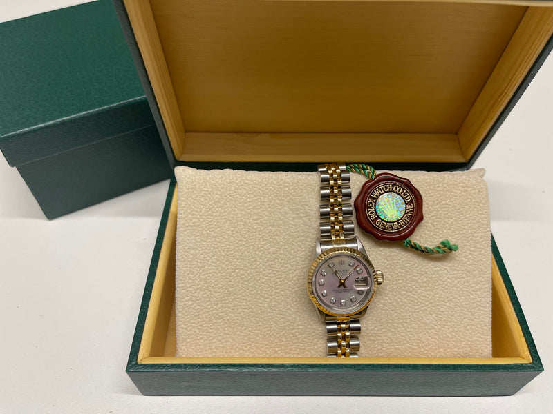 ROLEX Ladies' Oyster Perpetual Datejust 18KYG & SS Mother of Pearl & Diamonds - $18K Appraisal Value! APR57