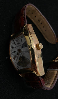 LUCIEN PICCARD Rare Tonneau Gold-tone Men's Dress Chronograph Watch - $1.8K Appraisal Value! ✓ APR 57