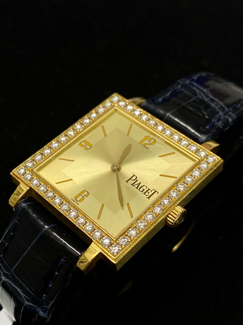 PIAGET 18K Yellow Gold Square Watch w/ 50 Factory Diamond Bezel! - $40K Appraisal Value! APR 57